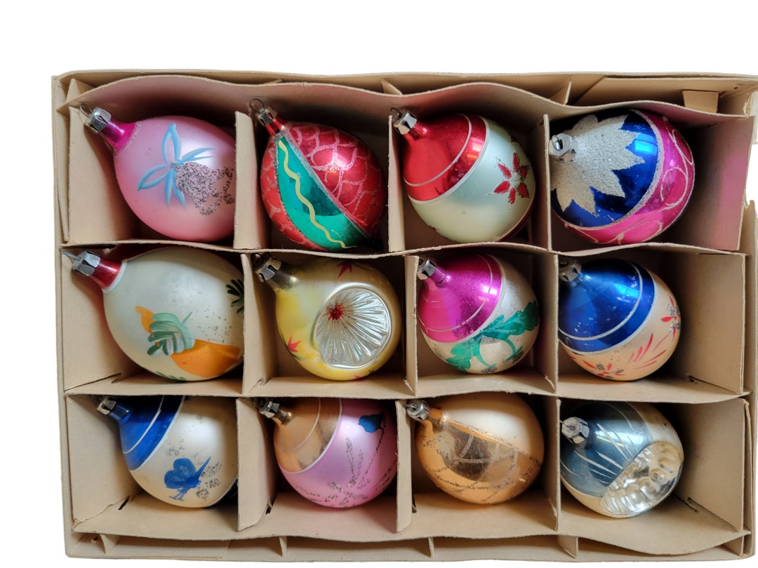 Mid Century Fantasia Christmas Ornaments 1 Doz Oblong and Etsy