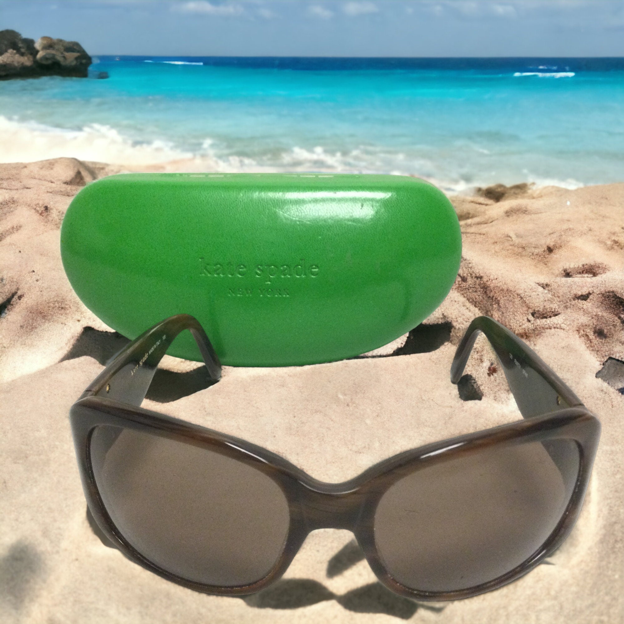 Kate Spade Party Sunglasses W Clam Shell Case Women s Rhinestone Tortoise Designer Sunglasses Kate Spade Accessories Made in Italy Etsy