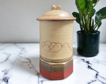 Fred Hamann Lidded Canister ~ Studio Art Stoneware Pottery Stash Jar ~ Hand Crafted Tea Herb Spice Seeds Kitchen Storage ~ VintageSouthwest