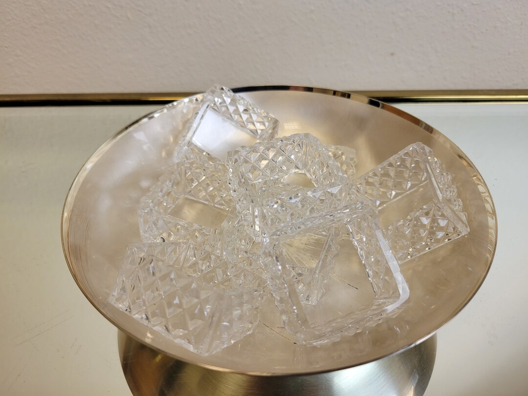 Cut Crystal Napkin Holders / Square Diamond Shaped Cut / Set Etsy