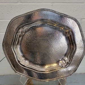 Art Deco Mulholland Tray 01247 / 1920&#39;s Hammered Plated Nickle Silver Serving Tray / Old Is New / Read Description / VintageSouthwest
