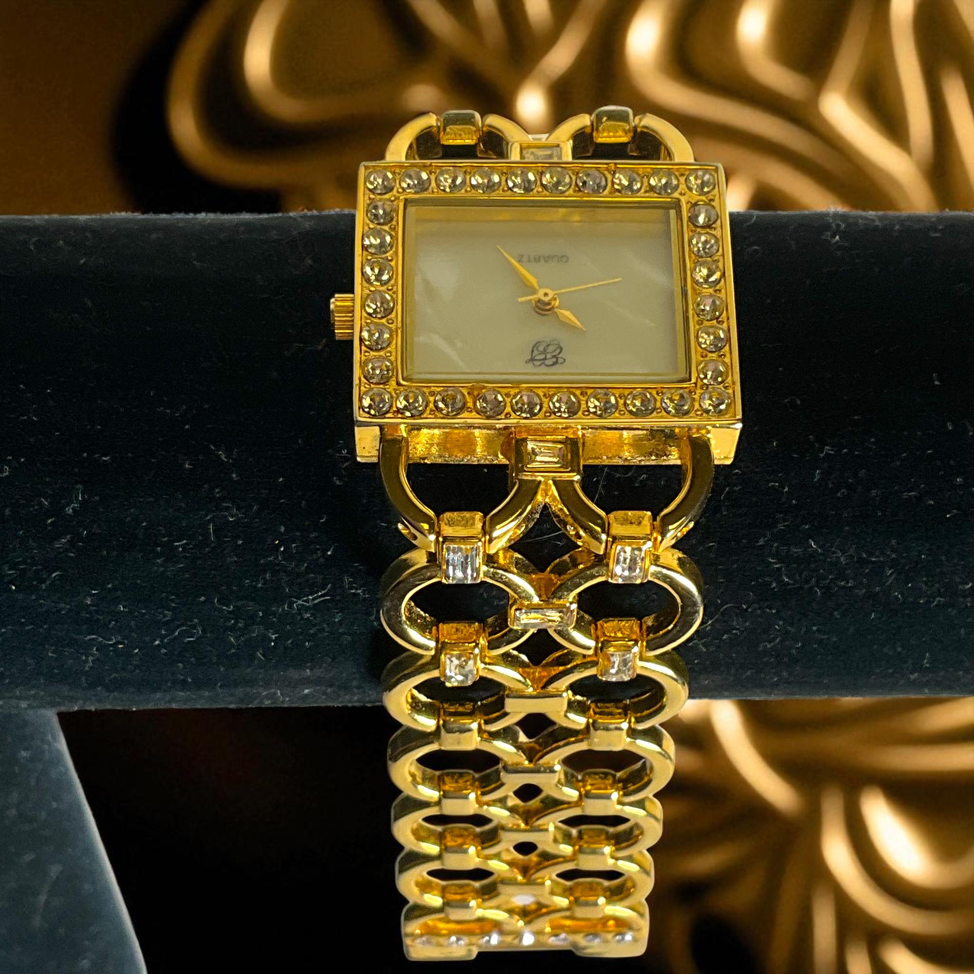 Rare Elizabeth Taylor Elegant Gold Quartz Women\'s Watch Crystals Mother of Pearl Elizabeth Taylor Women Mother of Pearl Pave Bezel Gold Dial  main image 4