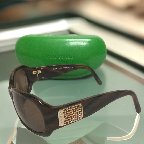 Kate Spade Rhinestone Tortoise Sunglasses With Clam Shell 