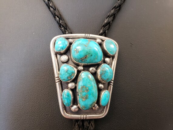 Turquoise & Sterling Silver Bolo Tie / Handcrafted