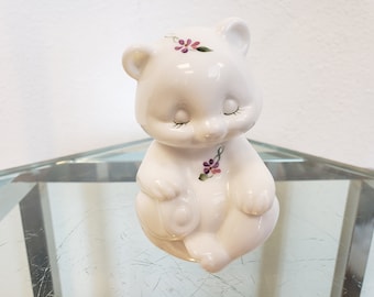 Fenton Glass White Bear Figurine / Hand Painted By Valory Gherke / Fenton Milk Glass  / Bear Lovers Gift / Bear Decor / Fenton Art Glass