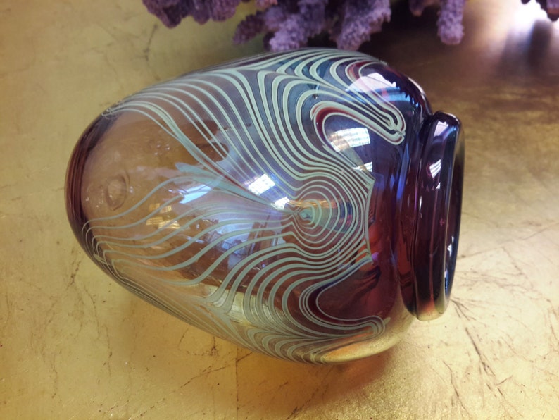 Marc Boutte Art Glass Vase / Signed Boutte Iridescent Purple Etsy