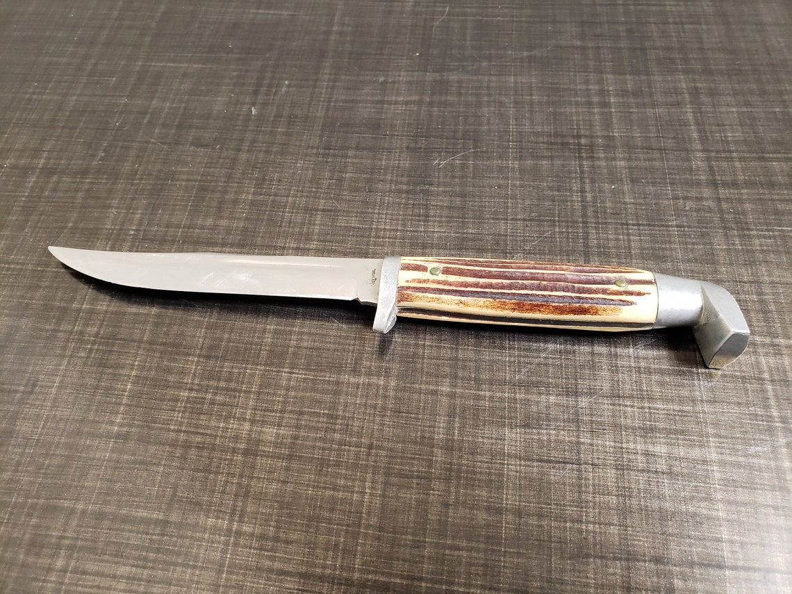 Queen Cutlery Hunting Knife With Leather Sheath / Fixed Blade Etsy