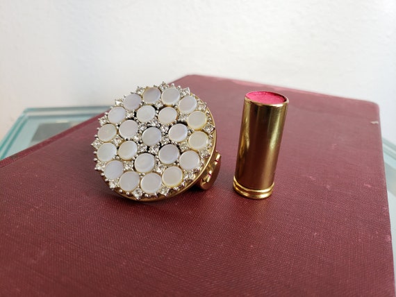 MOP & Rhinestone Lipstick Case / Mirrored Lipstic… - image 6