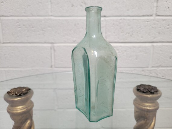 Antique Glass Bottle Ed Pinuad Paris Aqua Green Bottle Old Etsy