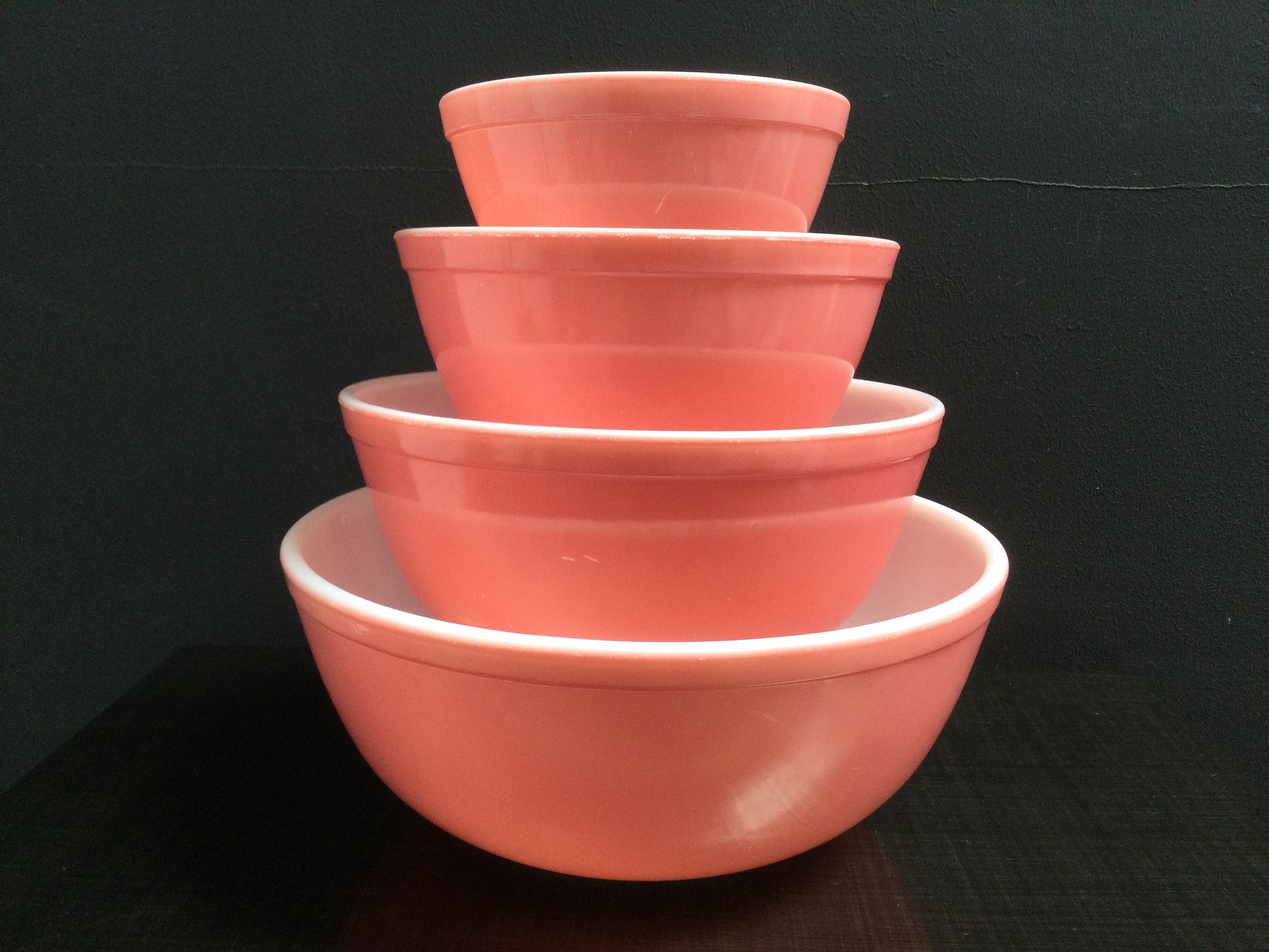 Pyrex Pink Nesting Mixing Bowls (circa 1950s) 401 402 403 404 MCM  Collectors