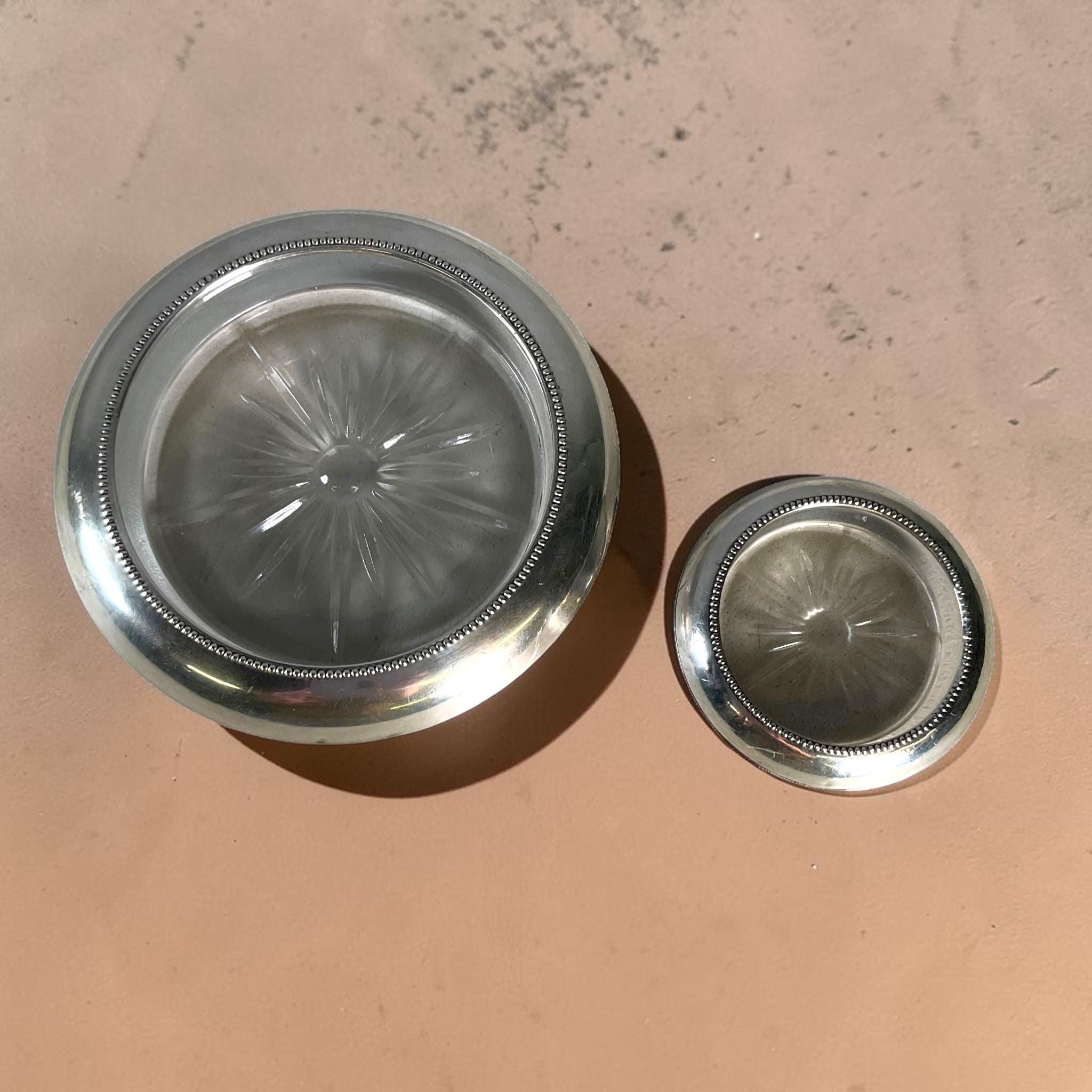【Frank M. Whiting】 パール グラスコースター【純銀/ガラス】 Frank Whiting Sterling Silver Coaster - Etsy