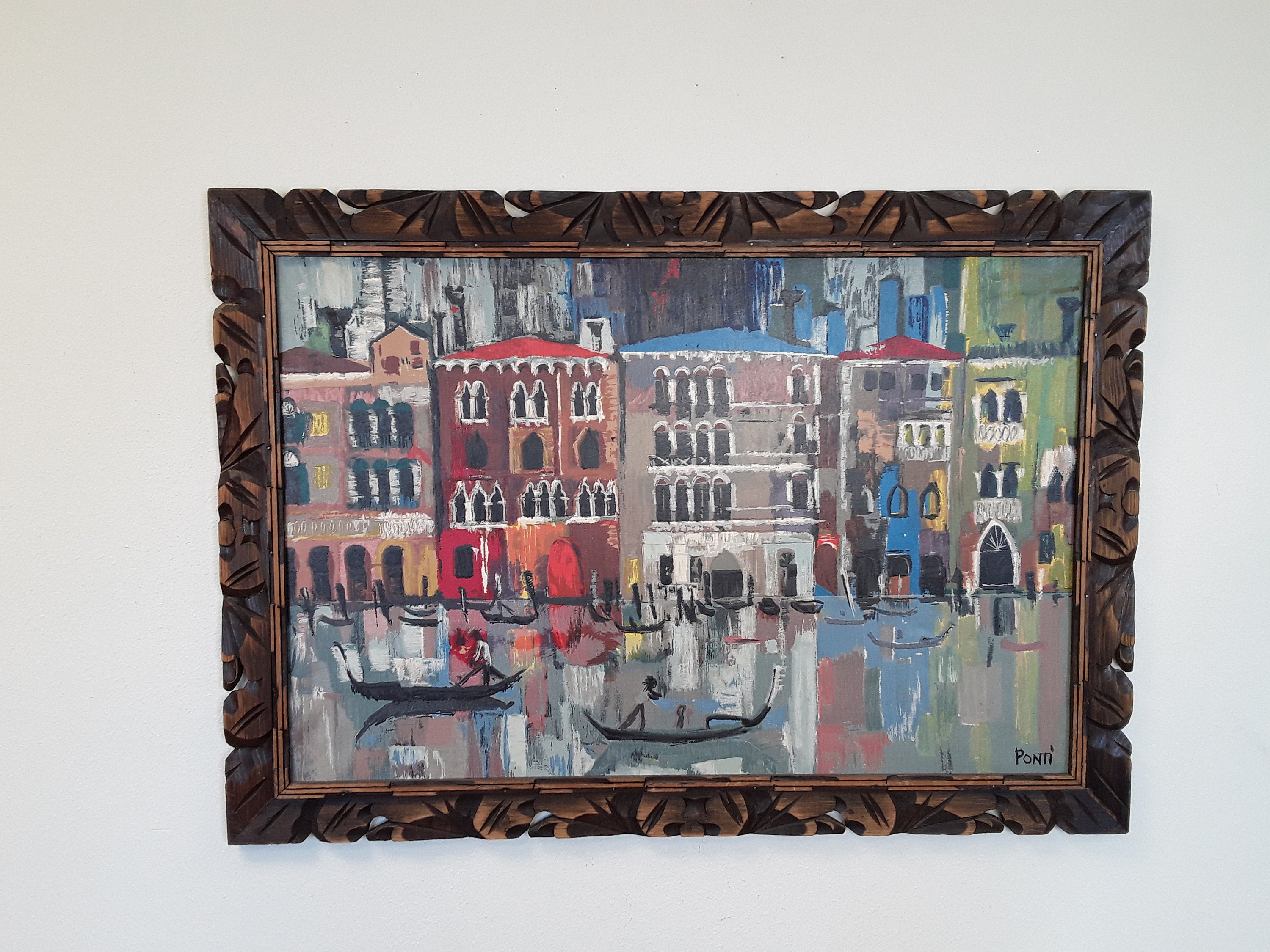 Signed Gio Ponti Painting Venice Italy / Mid Century