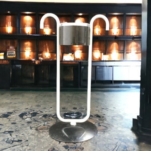 1940s Style Art Deco Ashtray Stand ~ Vintage Black Chrome & Metal Floor Standing Theatre Hotel Lobby Ashtray ~ 25&quot; Ashtray ~VintageSouthwest