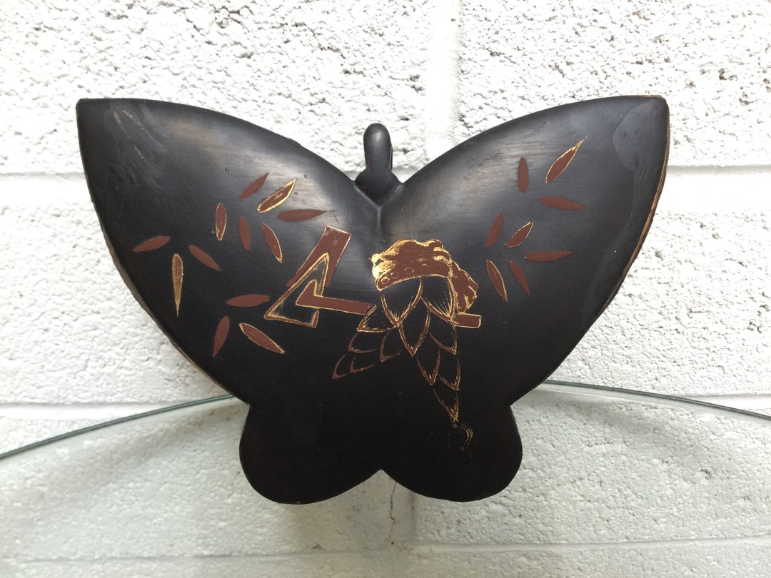 1800s Papier Mache Butterfly Box Handcrafted Papier Mache Paris France Victorian Era French