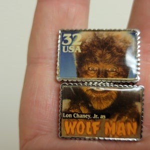 Wolf Man Stamp Collectible Cuff Links ~ Lon Chaney Jr Universal Horror Collectible ~ Penny Black 40 Cuff Links ~ VintageSouthwest