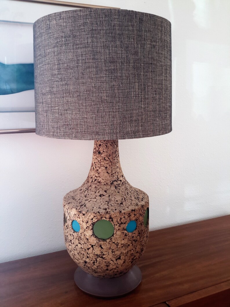 mid century cork lamp