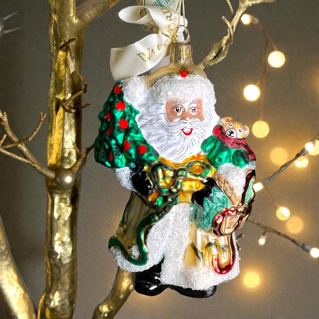 Waterford Christmas Eve Santa Blown Glass Ornament: Boxed Holiday ...