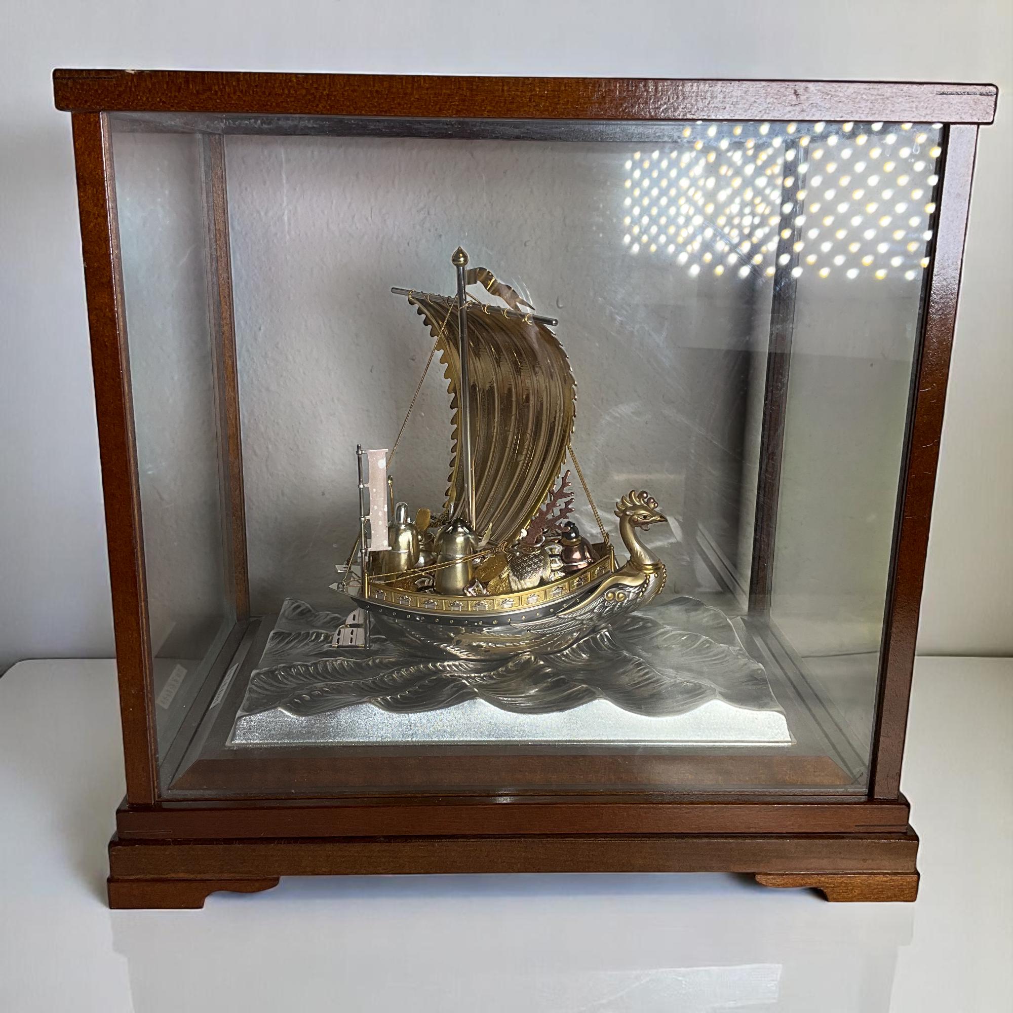 銀製　船　オブジェ　置物　TAKEHIKO Japanese Silver Treasure Ship by Takehiko ~ Vintage 10
