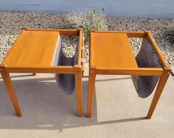 Mid Century Modern Brdr Furbo Teak Side Tables Magazine Racks Pair ~ Made in Denmark ~ Danish Modern Design ~ VintageSouthwest