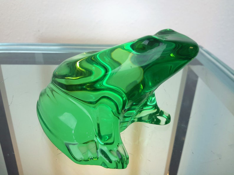 Baccarat Crystal Frog Green Bull Frog Figurine Paperweight / | Etsy
