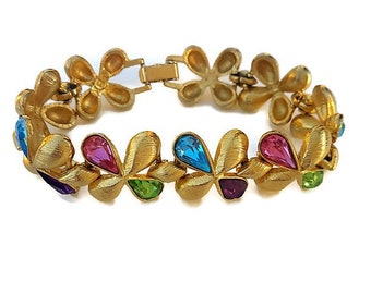 JBK Jeweled Bracelet Costume Jewelry / Jacqueline Bouvier Kennedy / Gold Tone / Designer Jewelry Gifts / Vintagesouthwest