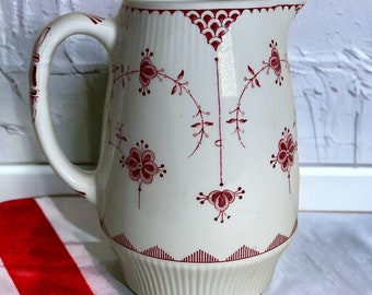 Ceramic Pitcher Johnson Bros Franciscan Style Pink & White ~ Made in England ~ Vintage 6" Water Pitcher ~ VintageSouthwest