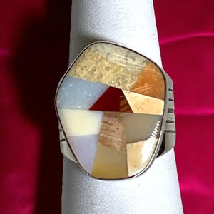 Jay King DRT Mosaic Multi Gemstone Ring ~ Sterling Silver Ring Size 8 3/4 ~ Desert Rose Trading Jewelry ~ Jewelry Gifts ~ VintageSouthwest