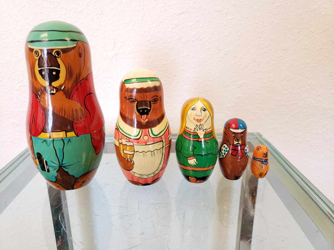 Goldilocks & 3 Bears Nesting Dolls / Vintage Russian Etsy