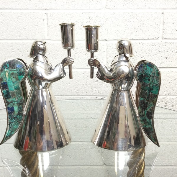 Mid Century Los Castillo Silver Angel Candle Holders ~ TA 01 Antonio Castillo Design ~ Silversmith Artisan Handcrafted ~ VintageSouthwest