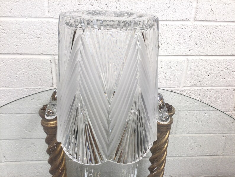 Hollywood Regency Cut Crystal Ice Bucket / Champagne Chiller Bucket Clear & Frosted Glass Bucket Art Deco Barware VintageSouthwest image 5