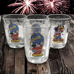 McDonald&#39;s Disney World Barware Set of 4 Glass Tumblers ~ 2000 Millenial Celebration DOF Glasses ~ Collectible Disneyana ~ VintageSouthwest