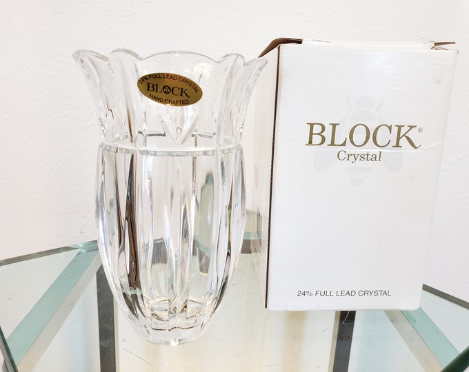 Block Cut Crystal Tulip Vase 7 With Box / Crystal Flower Etsy