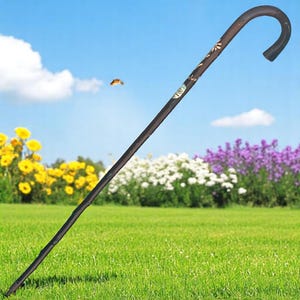 Grindelwald German Swiss Walking Stick ~ Sohren Badge ~ 35&quot; Handcrafted Wooden Cane w Souvenir Stocknagel ~ Pre WWII German Walking Cane 2