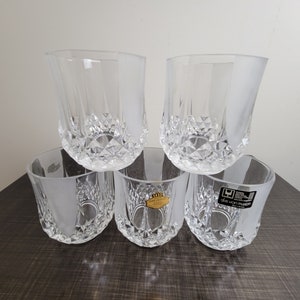 German Bleikristall Crystal Rocks Glasses - Frosted Diamond Barware, Set of 5