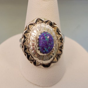 Purple Opal & Sterling Silver Ring / Handcrafted Ring Size 8 / Opal Jewelry Gift / October Birthstone Gift / Rings /Vintagesouthwest