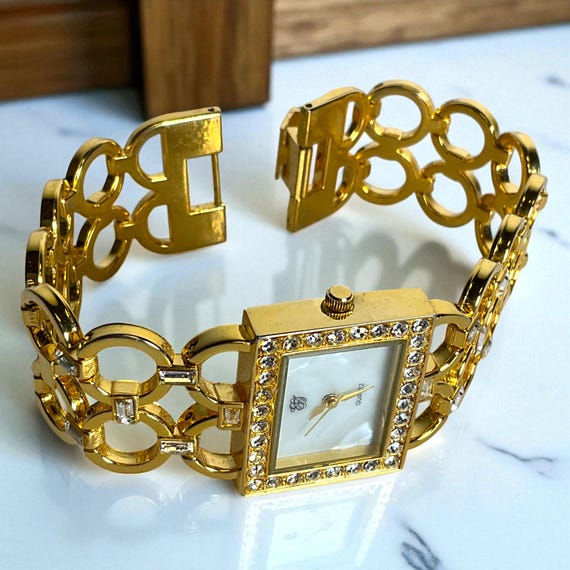 Vintage Elizabeth Taylor Rhinestone Watch: Gold Tone  display picture 1