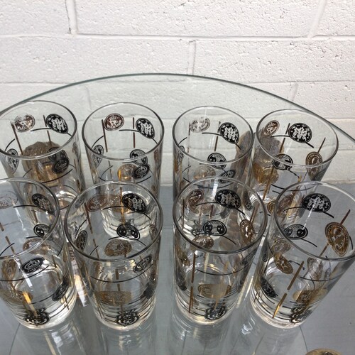 Mid Century Barware ~ Libbey Vintage Coin Glasses ~ 1960s Glassware ~ 22K Gold Barware ~ 8oz Glasses shops ~ Set of 8 ~ VintageSouthwest