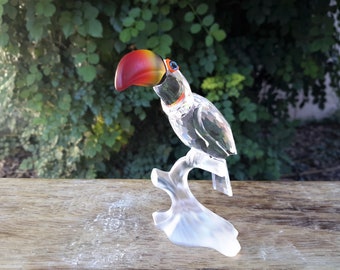 Swarvoski Crystal Toucan Bird Figurine On Branch / Colorful Exotic Tropical Bird / Exquisite Luxury Gift / 3 1 /2" Tall / Vintagesouthwest