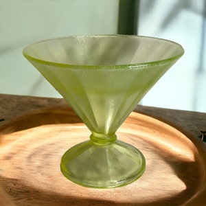 Fenton Barware Vaseline Glass Footed Sherbet Glass 1930s Fenton Yellow Topaz Uranium Glass Desert Cup 4 1/2 Glowing Depression Glass image 4