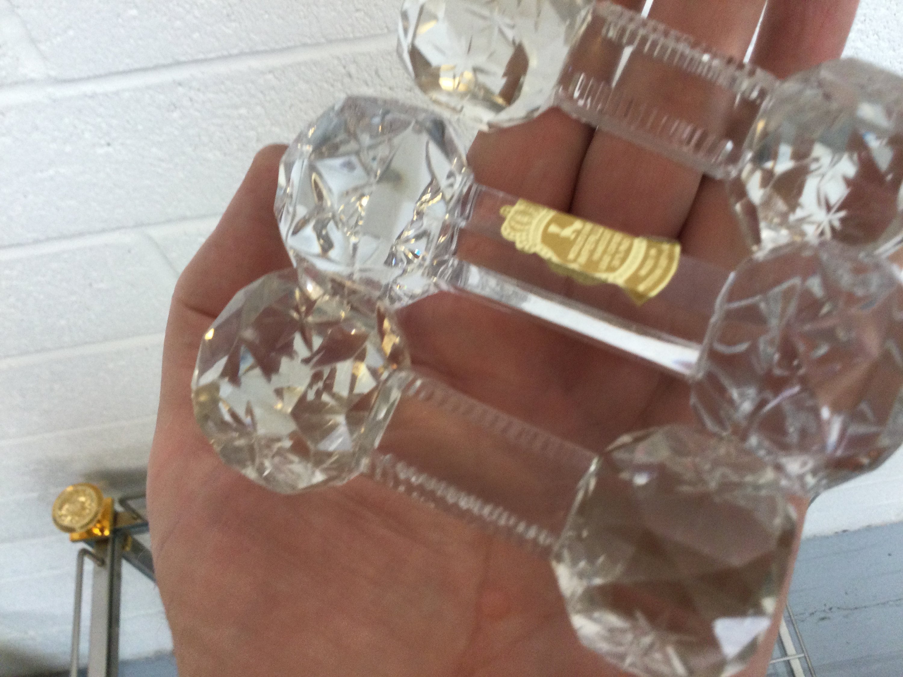 6 Porte-couteaux En Cristal – Pointes Diamant, Fabrication Française, Très Bon état
