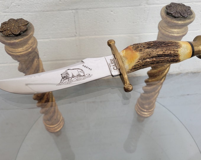 Case Kodiak Knife / Stag Bone Handle Hunters Knife / Factory Edge Fixed