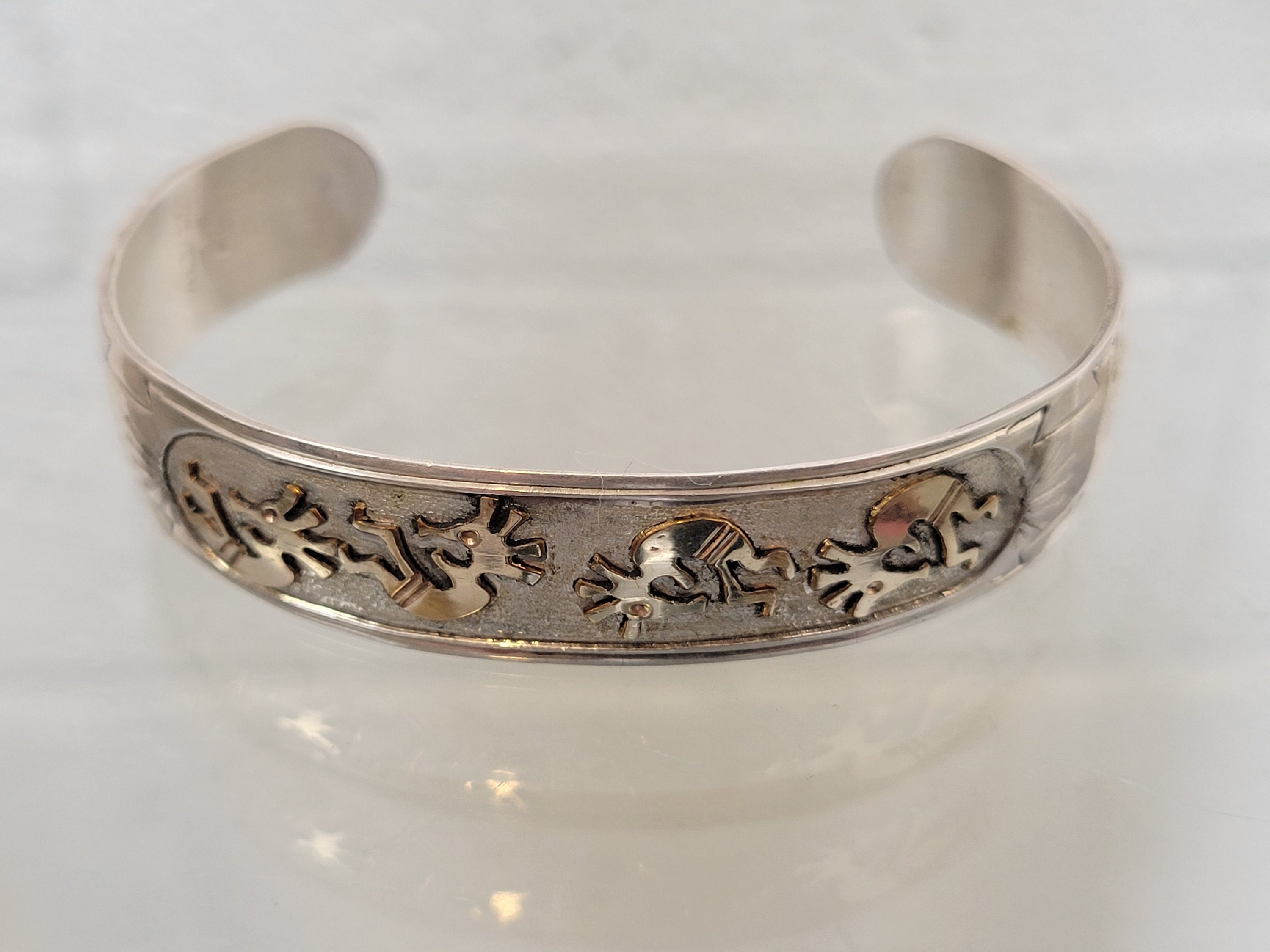 Navajo Cuff Bracelet 12K Gold Fill & Sterling Artist - Etsy