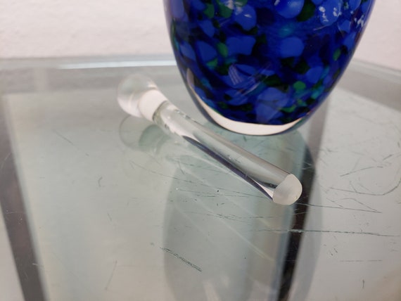 Art Glass Perfume Bottle & Dauber Signed / Ocean … - image 4