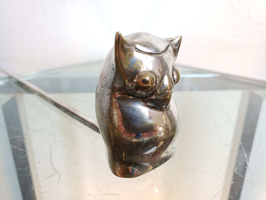 Owl Candle Snuffer Silver Plate and Brass / Vintage Candle Snuffer