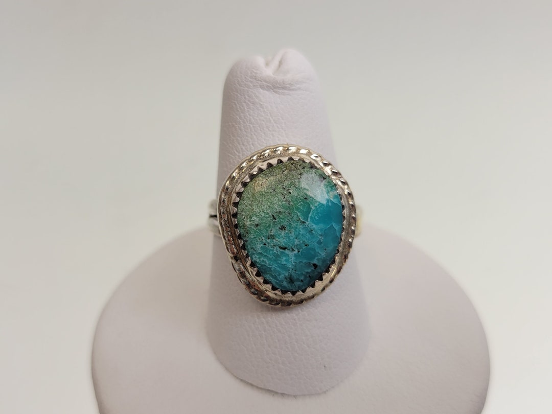 Turquoise Enamelled Silver Tribal Ring main image 0