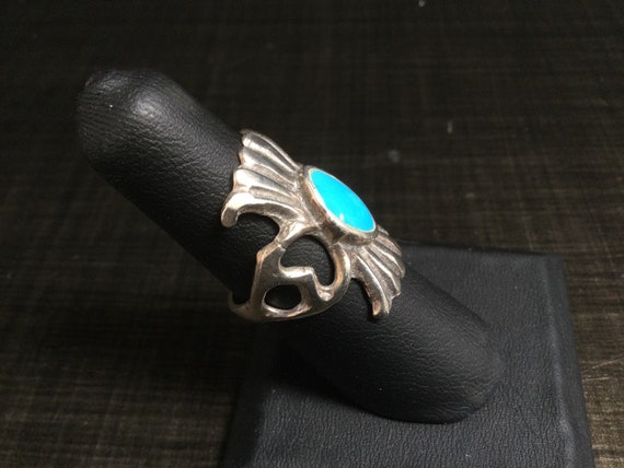 Turquoise Ring Cast Sterling Silver Size 6 1/2 ~ … - image 2