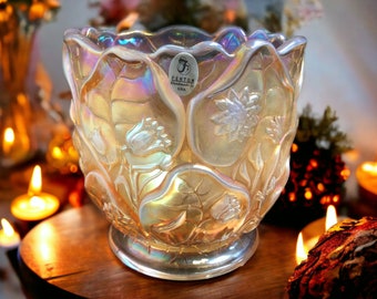 Fenton 8498 FV Family Signature Vase ~ French Opalescent Marigold Glass Vase ~ Ltd Ed #123 Signed by Michael Fenton ~ VintageSouthwest