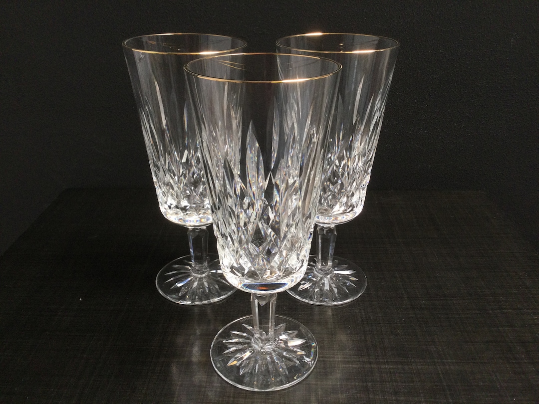 Waterford Crystal Barware Golden Lismore Tall Iced Tea Glasses Set of 3