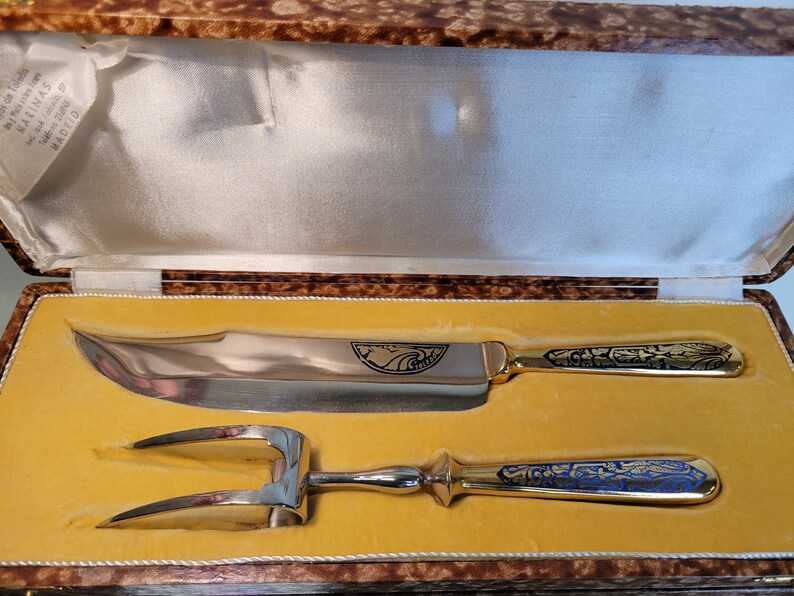 Gold & Silver Carving Set in Box / Joyas De Toledo Madrid Etsy