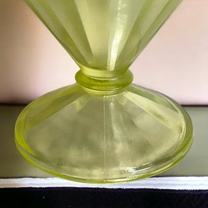 Fenton Barware Vaseline Glass Footed Sherbet Glass 1930s Fenton Yellow Topaz Uranium Glass Desert Cup 4 1/2 Glowing Depression Glass image 5